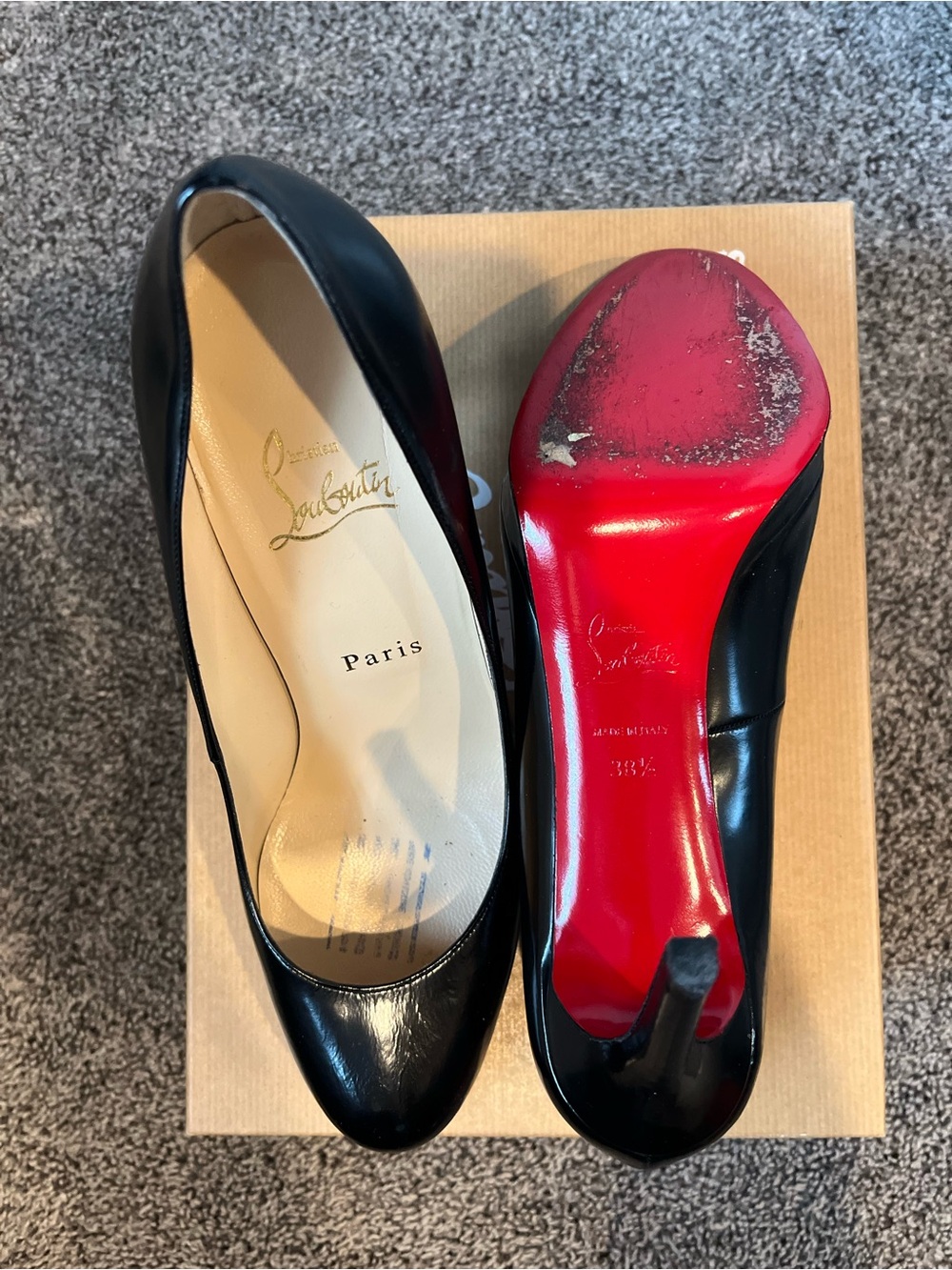 Christian Louboutin Black Patent Leather Pumps with Signature Red Soles